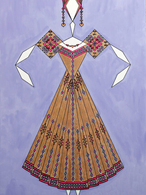 Danseuse Classica Vestito Oro Ducato Fondo Viola rif. E13