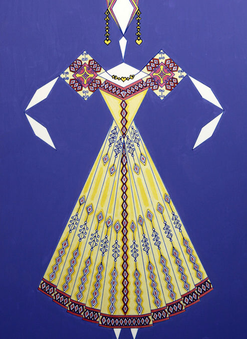 Danseuse Classica Vestito Giallo Fondo Viola rif. E15