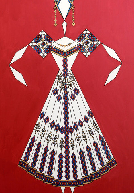 Danseuse Classica Vestito Giallo Fondo Rosso Metal  rif. E16