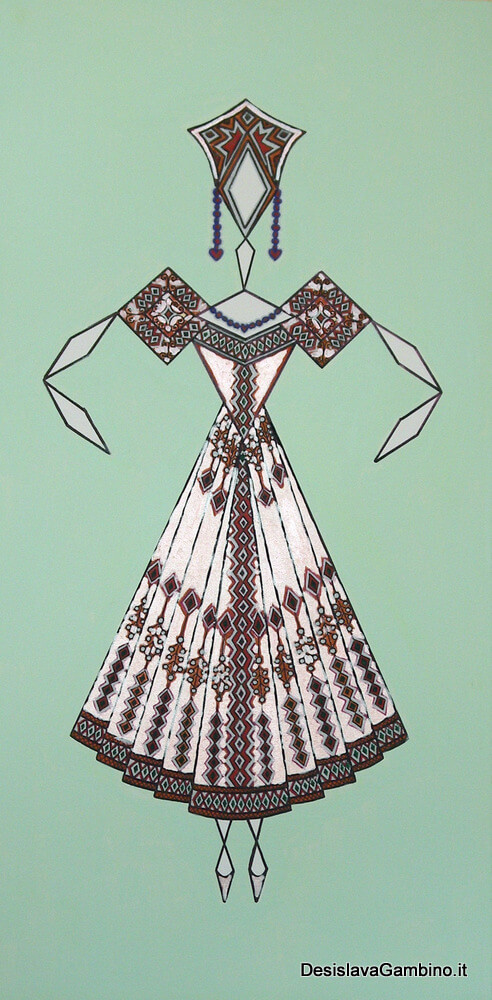 Danseuse Classica Vestito Arancio Metal Fondo verdino rif. E25