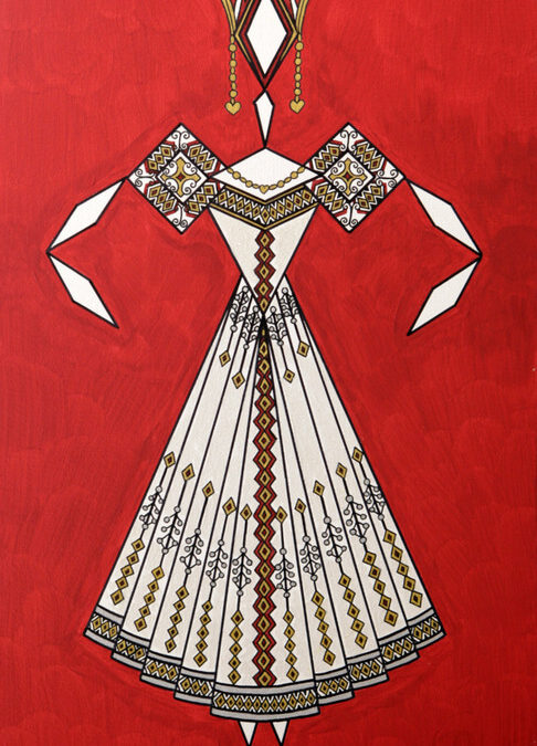 Danseuse Classica Vestito Bianco Fondo Rosso Metal rif. E4