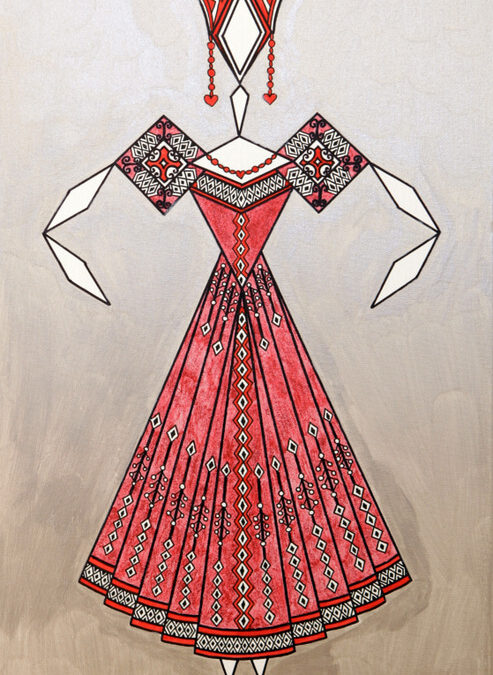 Danseuse Classica Vestito Rosso Glitter Fondo Argento rif. E5