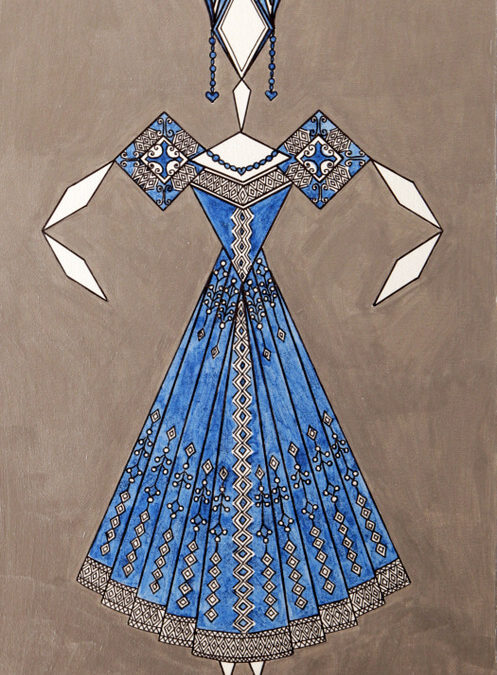 Danseuse Classica Vestito Blu Glitter Fondo Argento rif. E6