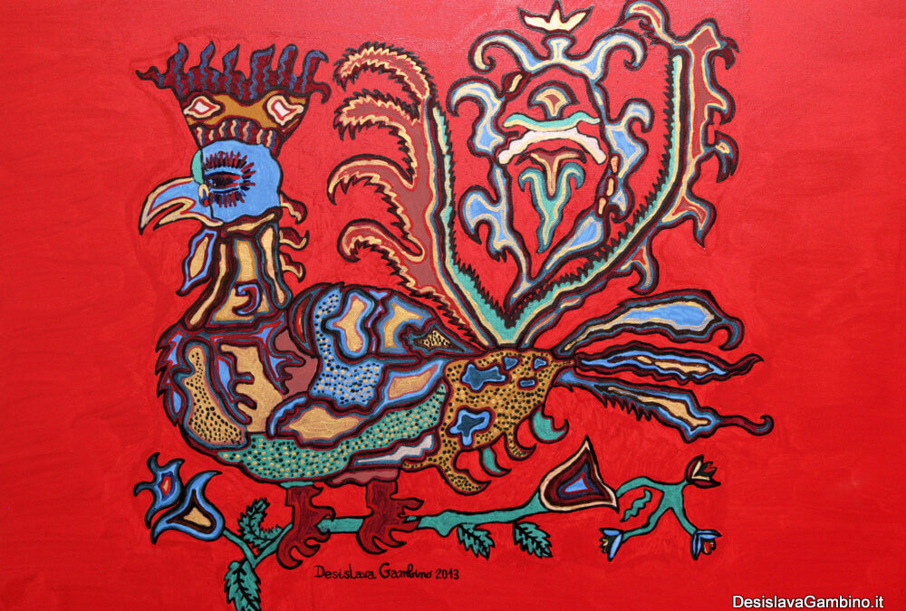Gallo reale fondo Rosso Metal rif. i12
