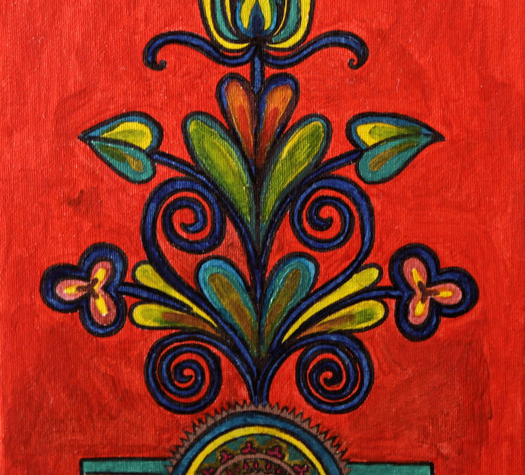 Ornamento fondo Rosso 1 rif. i19