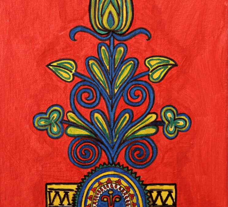 Ornamento fondo Rosso 3 rif. i21