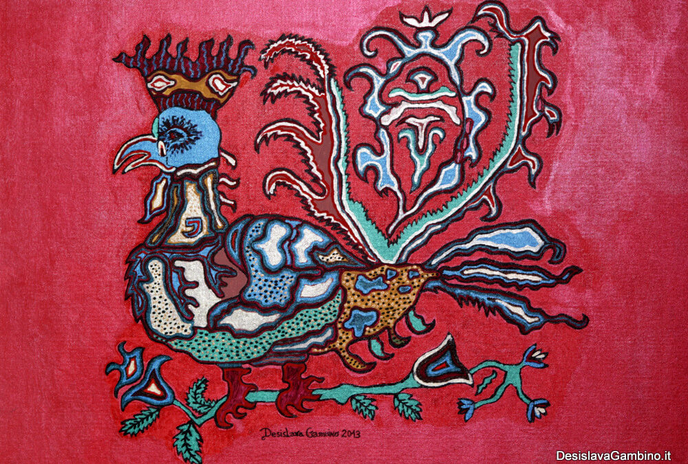 Gallo reale fondo rosso rif. i3